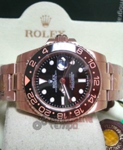 rolex replica GMT master II rose gold black dial 126715CHNR ceramichon bezel