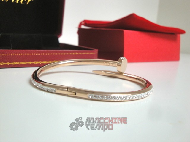 Cartier replica gioielli bracciale juste un clou rose gold pavè diamond - immagine 6