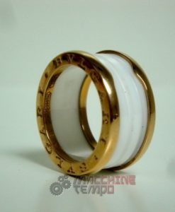 Bulgari replica gioielli anello ciondolo B.zero1 yellow gold ceramica bianco