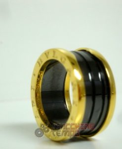 Bulgari replica gioielli anello ciondolo B.zero1 yellow gold ceramica nero