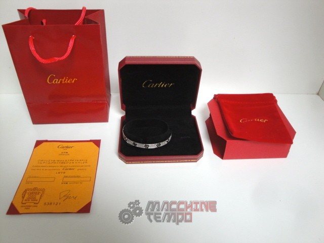 Cartier replica gioielli bracciale love white gold pavè diamond - immagine 3