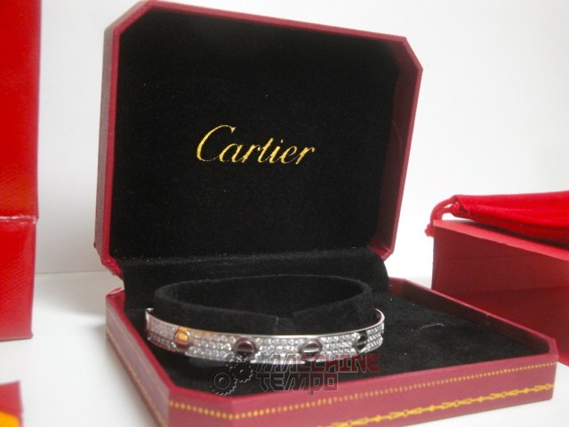 Cartier replica gioielli bracciale love white gold pavè diamond - immagine 5