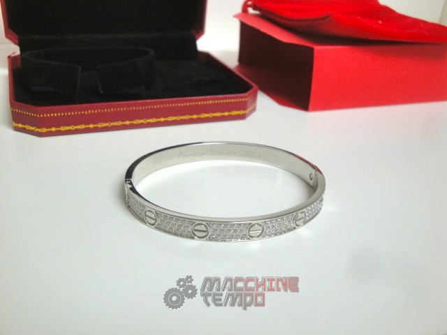 Cartier replica gioielli bracciale love white gold pavè diamond - immagine 6