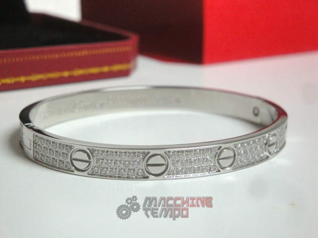 Cartier replica gioielli bracciale love white gold pavè diamond - immagine 7