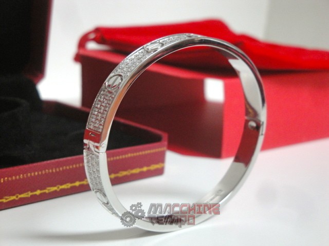 Cartier replica gioielli bracciale love white gold pavè diamond