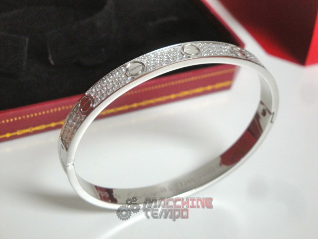 Cartier replica gioielli bracciale love white gold pavè diamond - immagine 11