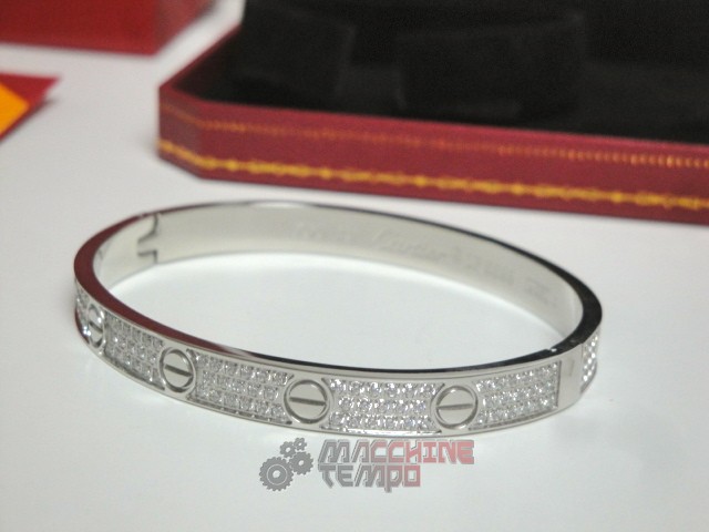 Cartier replica gioielli bracciale love white gold pavè diamond - immagine 12