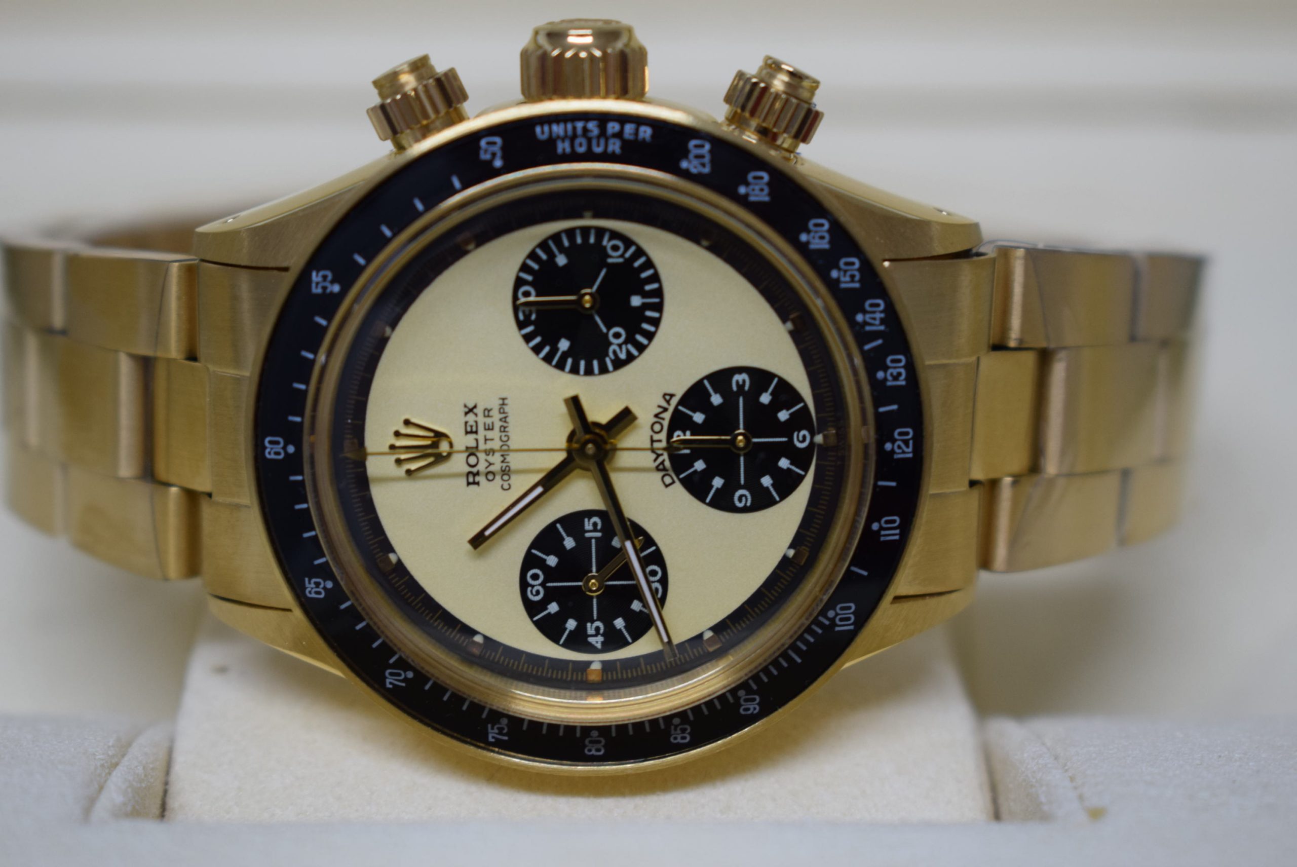 Rolex replica vintage daytona paul newman 6245 yellow gold white dial - immagine 13