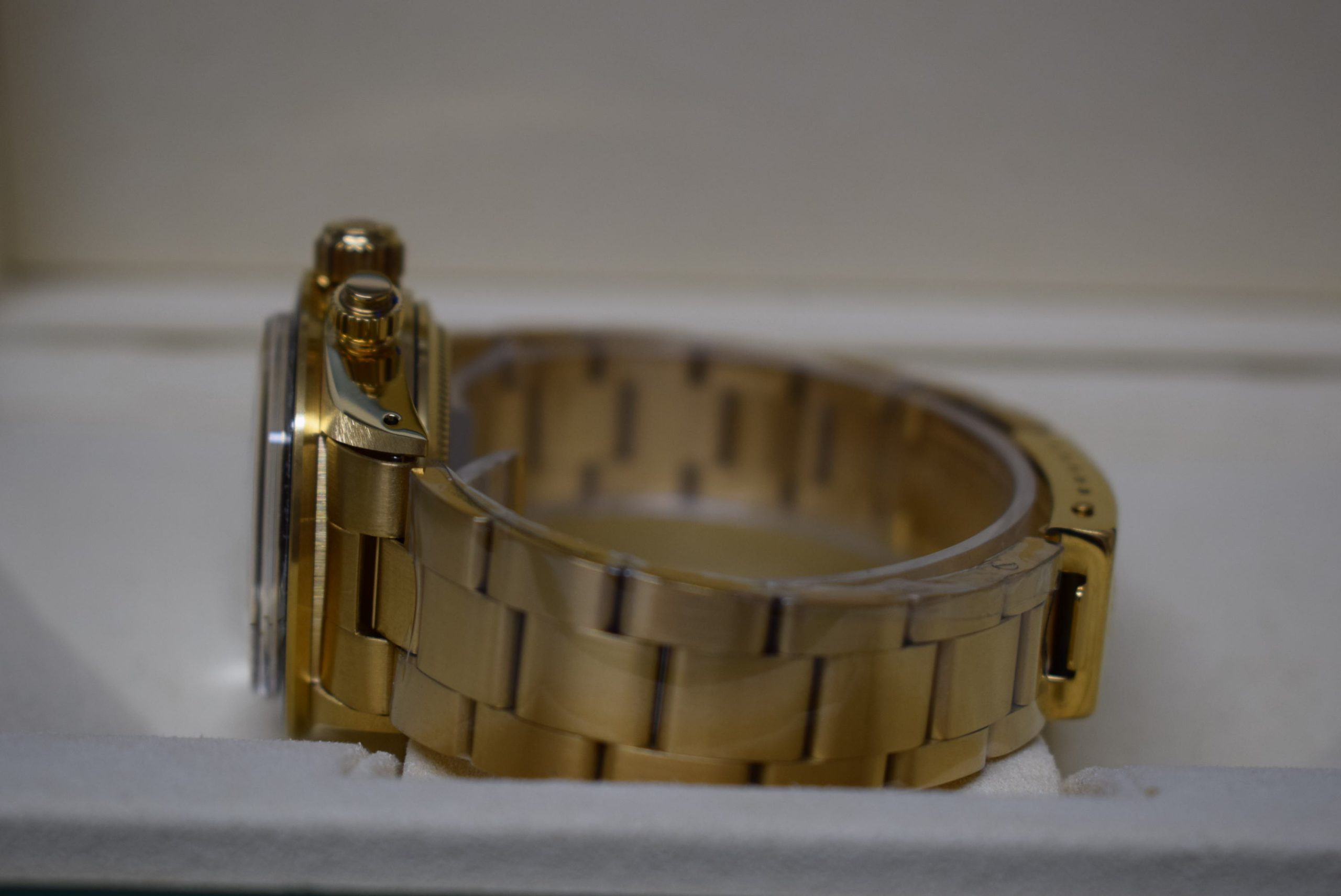 Rolex replica vintage daytona paul newman 6245 yellow gold white dial - immagine 7