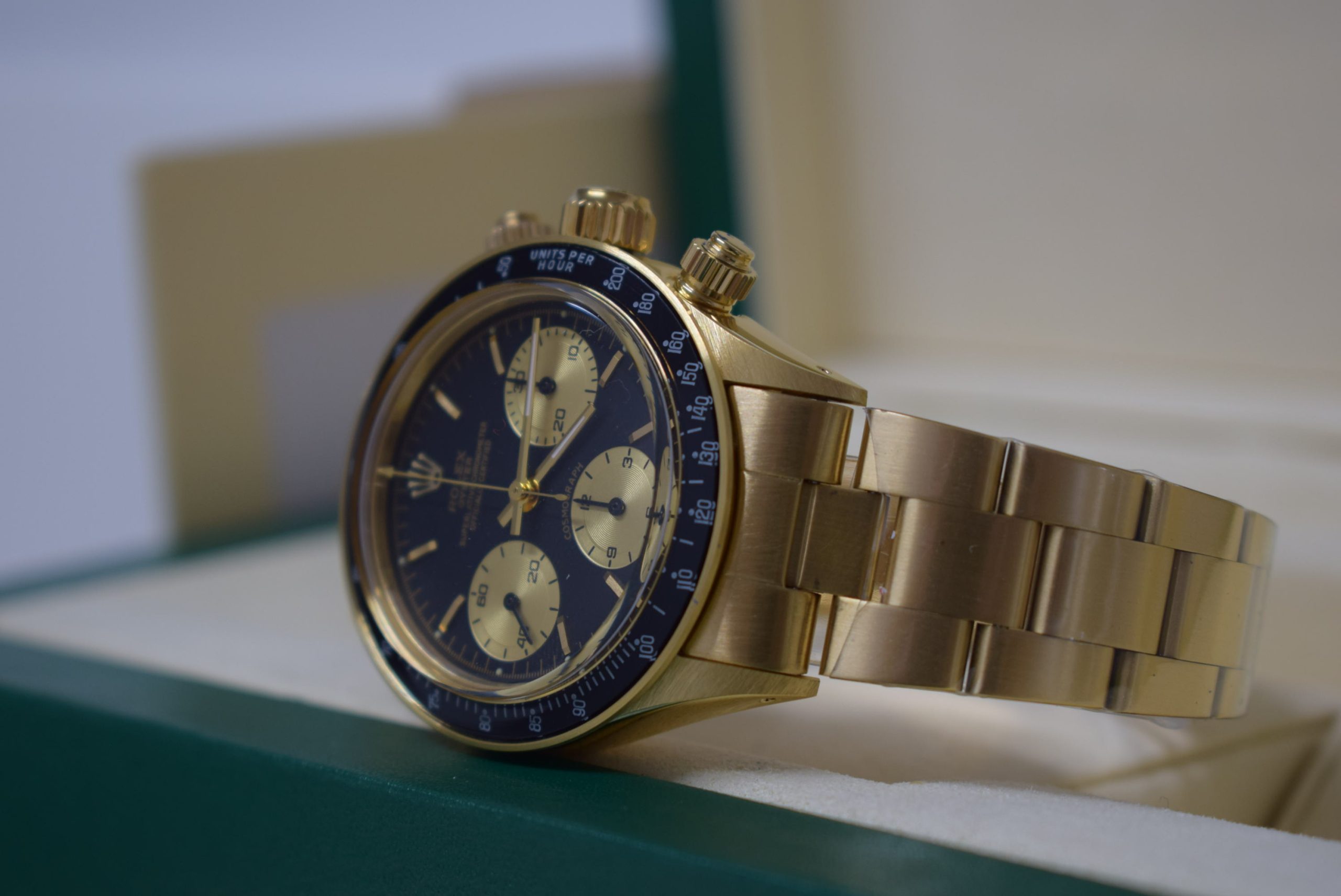 Rolex replica vintage daytona paul newman 6263 yellow gold black dial - immagine 4