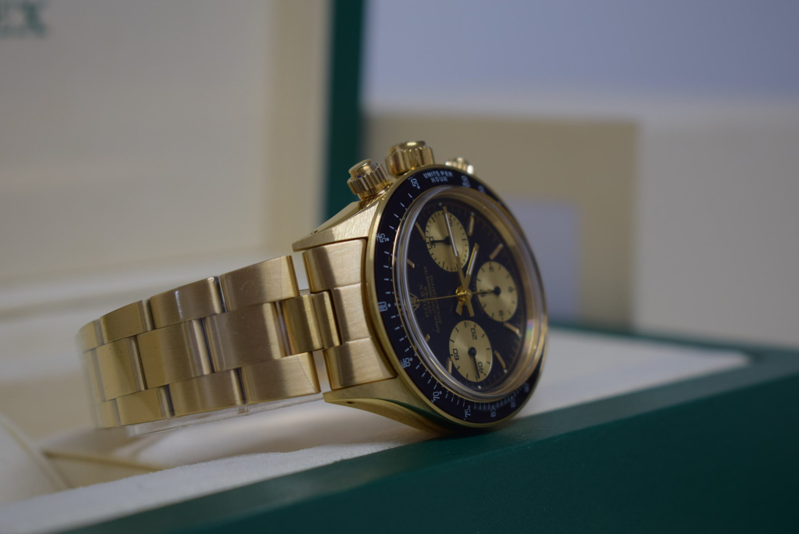 Rolex replica vintage daytona paul newman 6263 yellow gold black dial - immagine 5