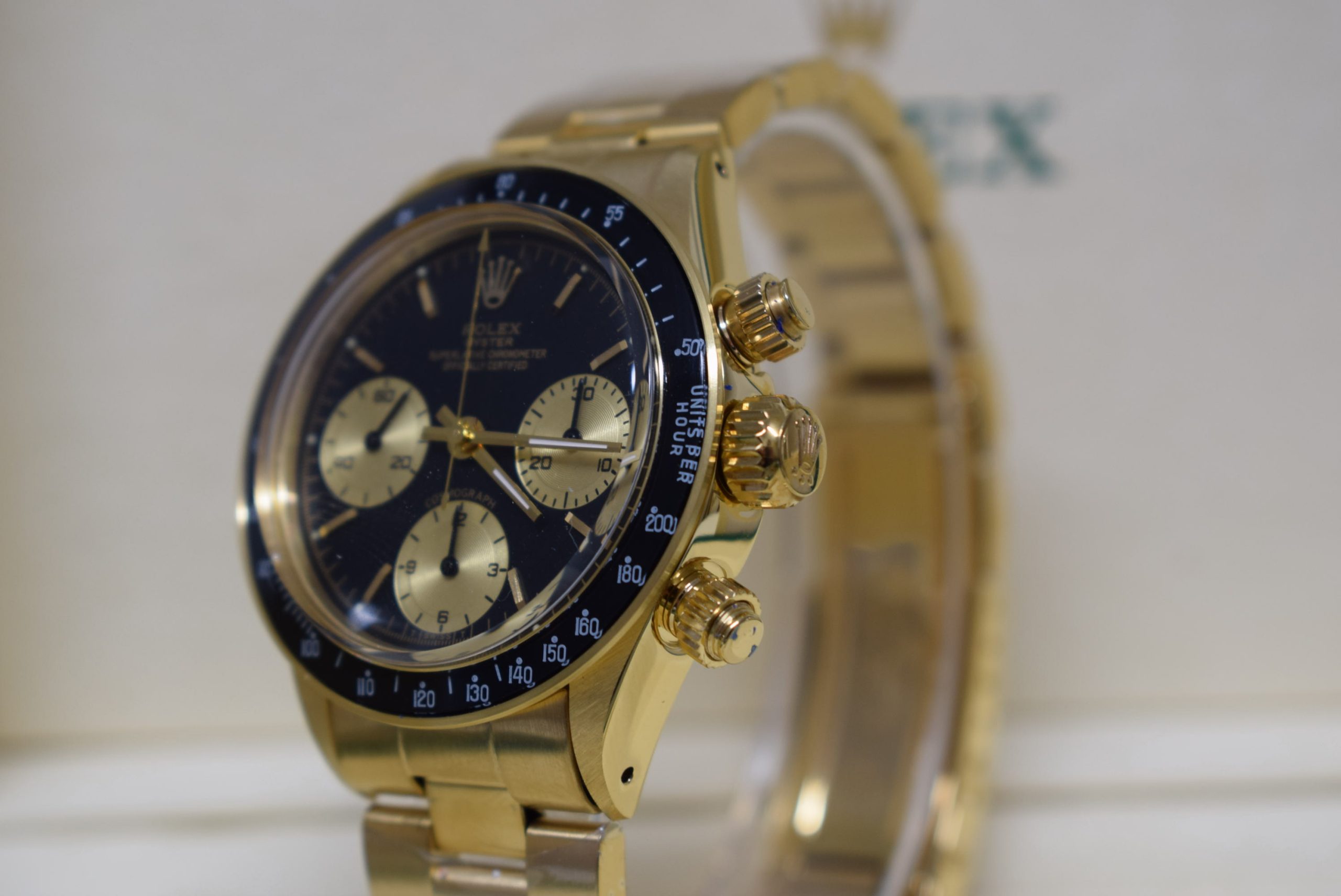 Rolex replica vintage daytona paul newman 6263 yellow gold black dial - immagine 9