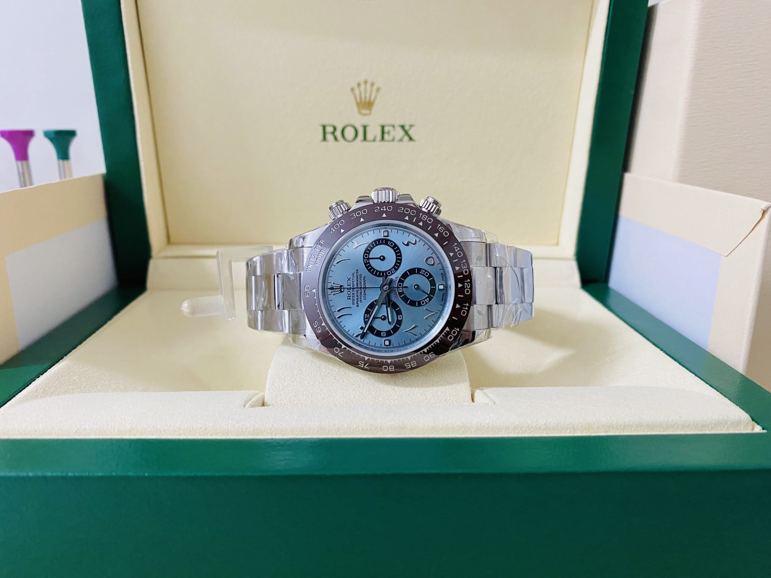 Rolex replica daytona 116506 platinum arabic dial - immagine 2